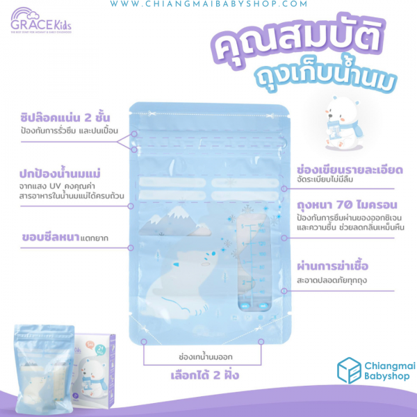Grace Kids ถุงเก็บน้ำนมแม่ 5oz. / กล่อง 24 ชิ้น - Image 10